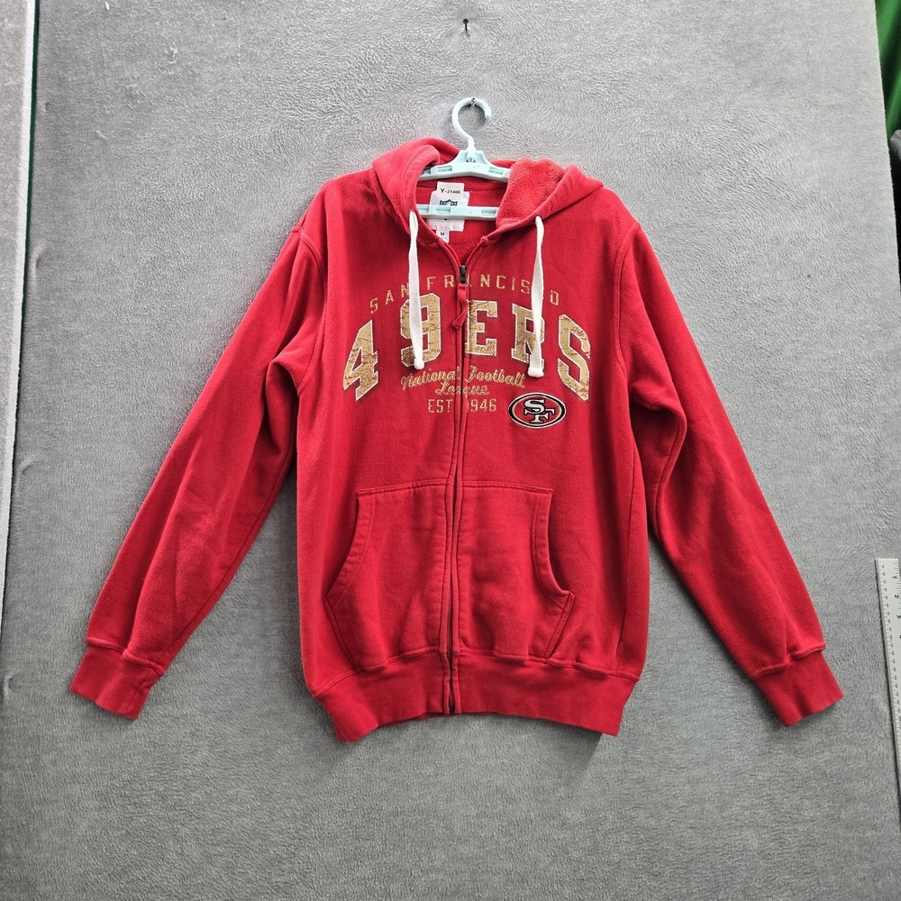 San Francisco 49ers Men Hoodie M‎ Red NFL Fleece Football Team Logo Zipper